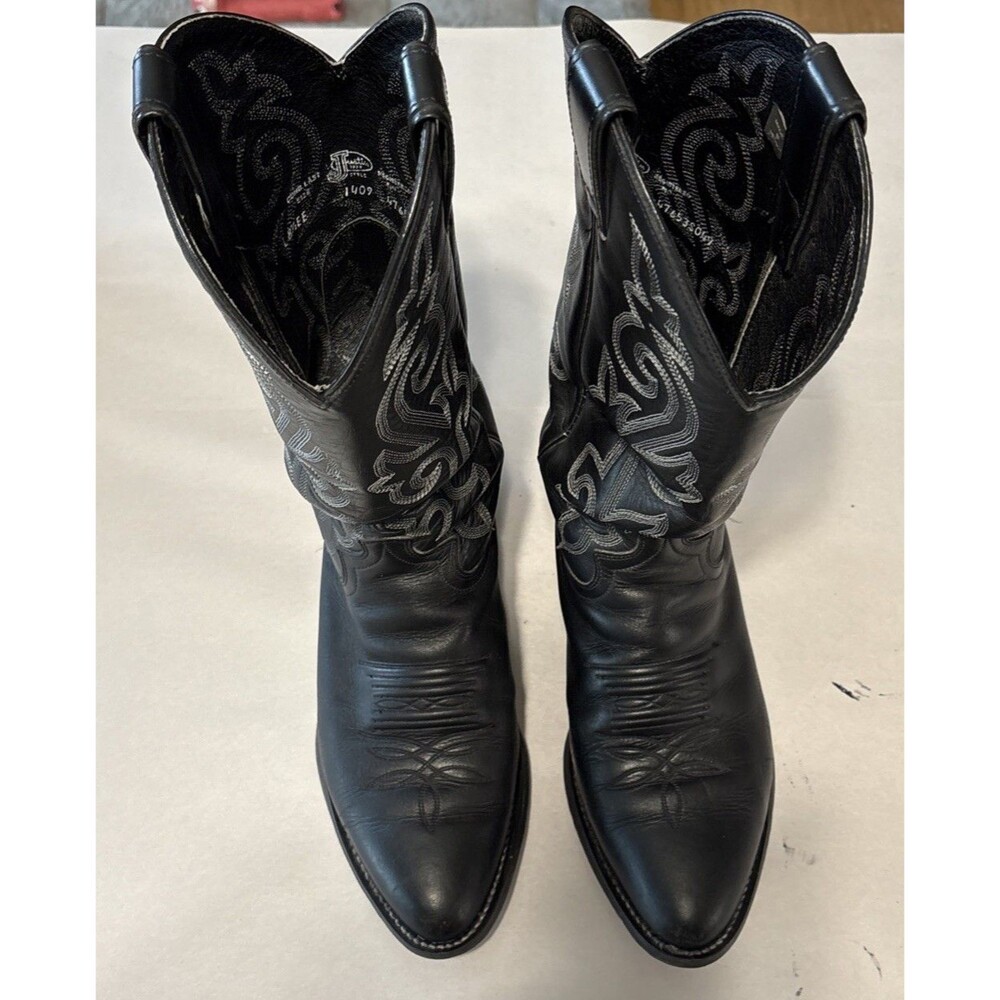 Justin Boots Mens 1409 London Calf Leather Western Rodeo Cowboy Black 8.5 EE